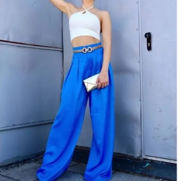 BLOGGERS FAVORITE ZARA FULL LENGTH SATIN EFFECT PANTS 7385/522 - Picture 1 of 10